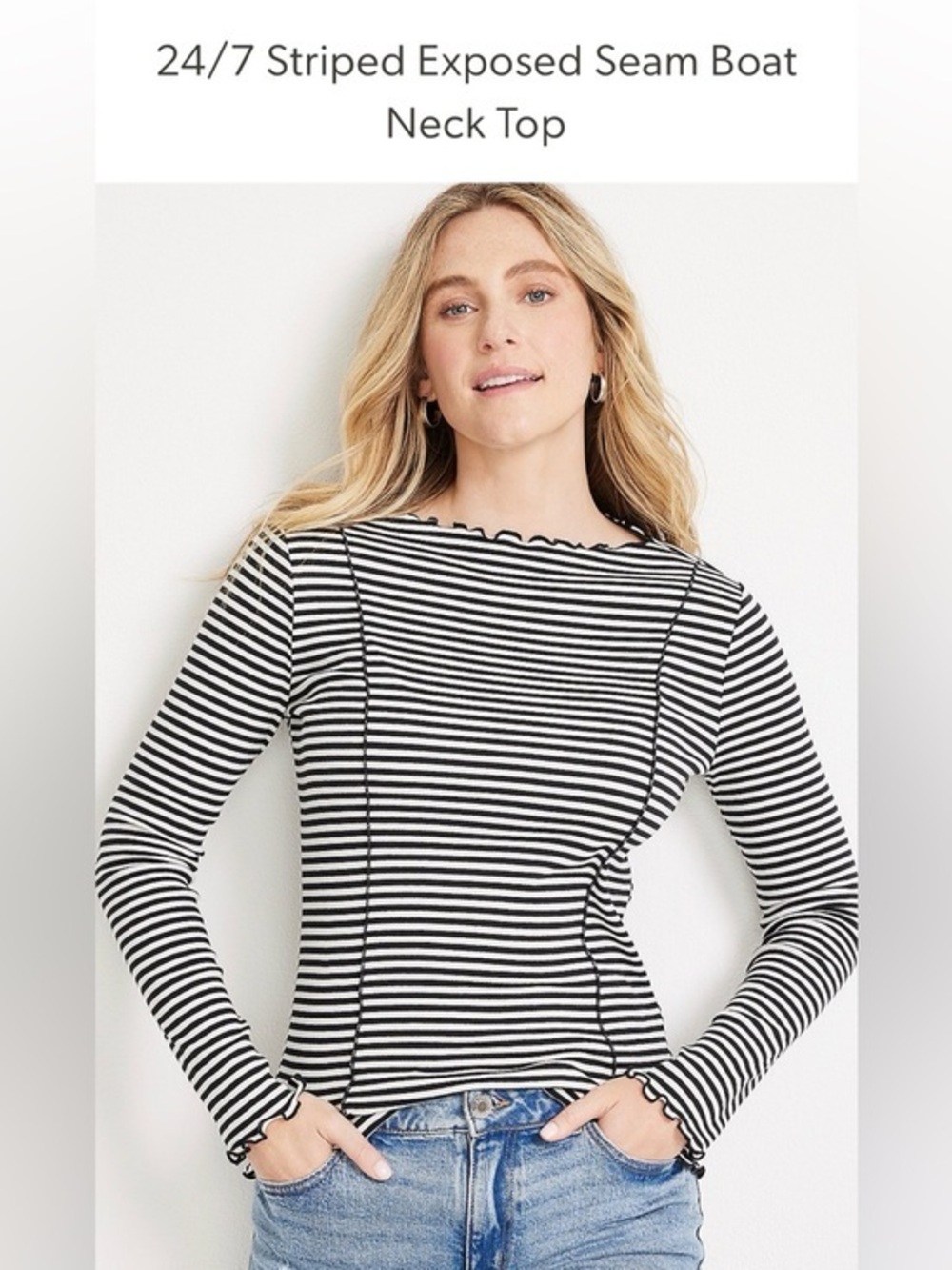 Maurices 24/7 XXL striped exposed seam boat neck